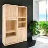 Bibliothèques En Bois|Bibliothèques En Bois|Olga Bibliothèque 4 portes 1 tiroir hévéa 100x150cm