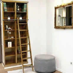 Bibliothèques En Bois|Bibliothèques En Bois|Tradition Bibliothèque avec échelle bois massif