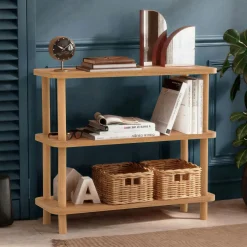 Consoles En Bois|Consoles En Bois|MARFA Bibliothèque basse structure noire - 3 niveaux