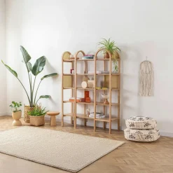 Bibliothèques En Bois|Bibliothèques En Bois|TANDI Bibliothèque cannage & effet bois - double arche ovale