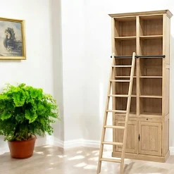 Bibliothèques En Bois|Bibliothèques En Bois|Tradition Bibliothèque échelle exotique hévéa 100x240cm
