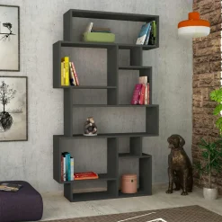 Bibliothèques En Bois|Bibliothèques En Bois|MARFA Bibliothèque effet chêne design à étagères décalées