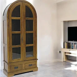 Bibliothèques En Bois|Bibliothèques En Bois|Tradition Bibliothèque ogive 2 portes 2 tiroirs hévéa 86X180cm