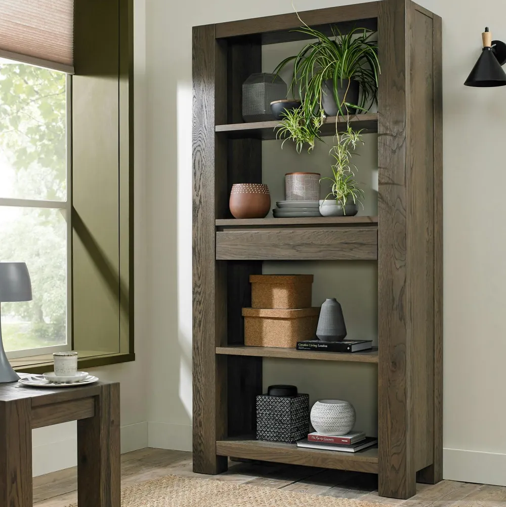 Vaisseliers En Chêne|Vaisseliers En Chêne|ALLEN Bibliothèque étagère en bois de chêne fumé