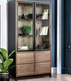 Bibliothèques En Bois|Bibliothèques En Bois|Swing Bibliothèque étagère teck recyclé 2 portes