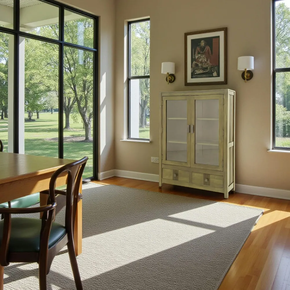 Vaisseliers En Bois|Vaisseliers En Bois|Gala Bibliothèque vitrée bois d'hévéa 2 portes HELENA