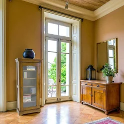 Meubles De Salon·Colonnes De Rangement|Meubles De Rangement·Colonnes De Rangement|Tradition Bibliothèque vitrée Hévéa 1 porte, 6 étages 50x23x110,7cm