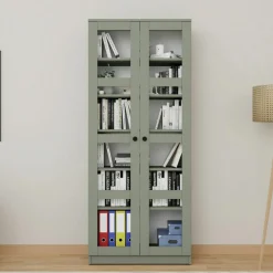 Bibliothèques En Bois|Bibliothèques En Bois|SALTA Bibliothèque vitrine blanche, 6 étagères réglables