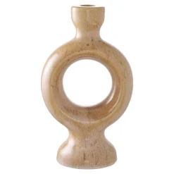 Objets Décoration·Lanternes / Photophores| Bougeoir déco en céramique - 2 anneaux, finition beige brun