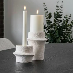 Objets Décoration·Lanternes / Photophores| Bougeoir en ciment brut (lot de 2) - design organique, 2 hauteurs