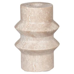 Objets Décoration·Lanternes / Photophores| Bougeoir en travertin naturel - silhouette graphique à reliefs