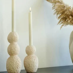 Objets Décoration·Lanternes / Photophores| Bougeoirs en ciment (lot de 2) - forme organique, coloris naturel