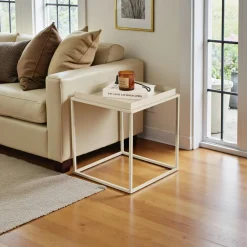 Bouts De Canapé En Métal|Tables Basses Carrées|SFAX Bout de canapé cube noir – plateau mobile, style design