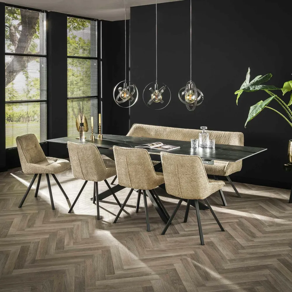 Univers Déco·Design Contemporain|OTTAWA Bout de canapé design en céramique noire marbrée