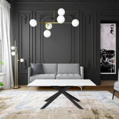 Univers Déco·Design Contemporain|OTTAWA Bout de canapé design en céramique blanche marbrée