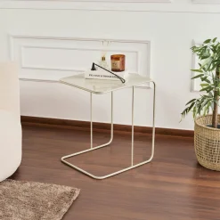 Bouts De Canapé En Métal|SFAX Bout de canapé design métal taupe – plateau carré moderne