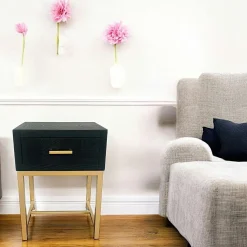 Tables De Chevet Industrielles|LEOPOLD Bout de canapé noir motif damier