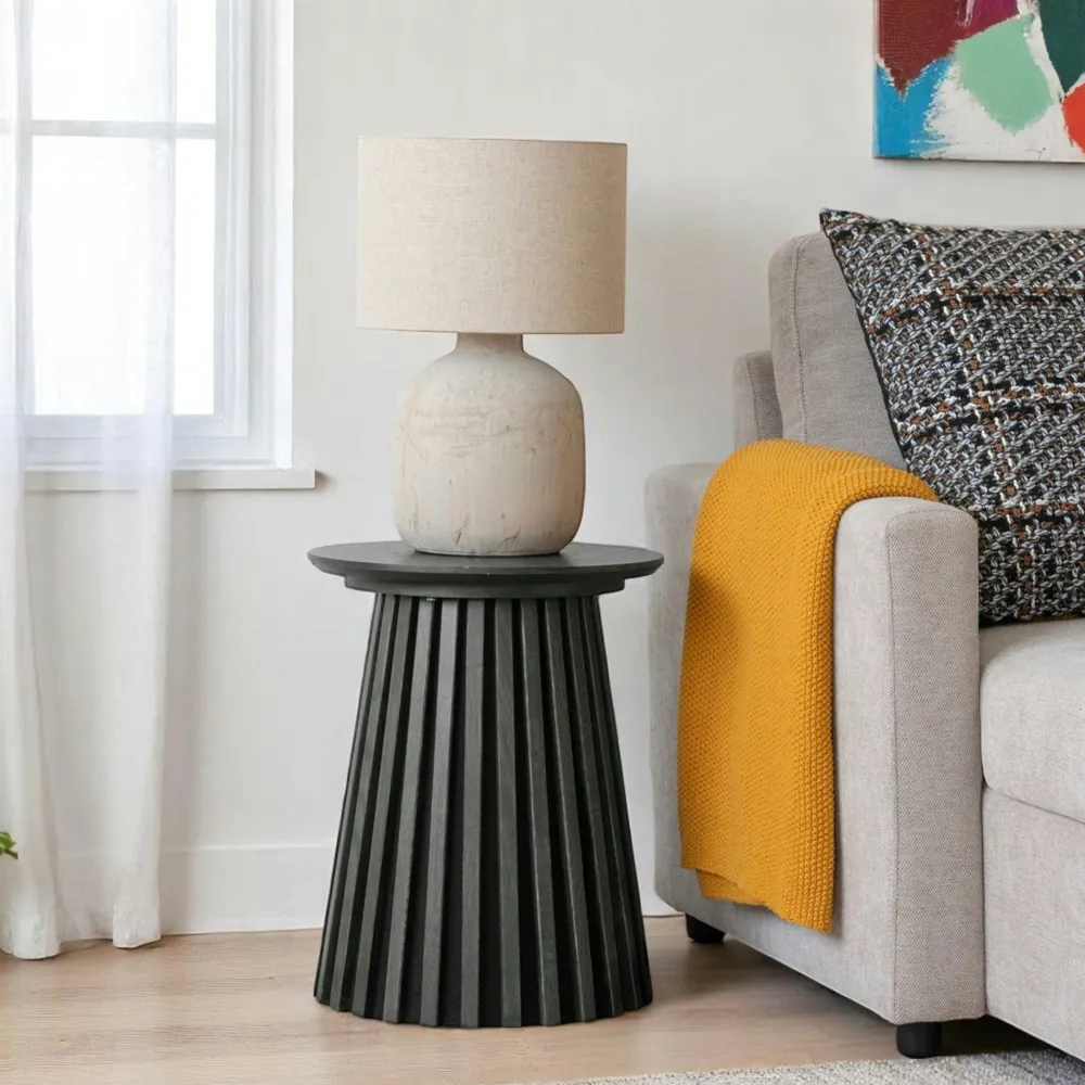 Bouts De Canapé En Bois|Tables Basses Rondes|AMSTERDAM Bout de canapé rond en chêne clair avec piètement baguette ø40 cm