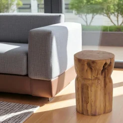 Meubles De Salle À Manger·Tabourets|Arizona Bout de canapé rond en teck massif – style naturel