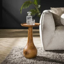 Bouts De Canapé En Bois|Melbourne Bout de canapé rond forme organique en bois d'acacia massif