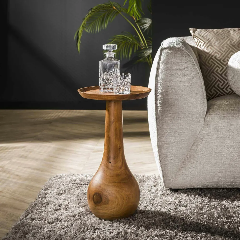 Bouts De Canapé En Bois|Melbourne Bout de canapé rond forme organique en bois d'acacia massif