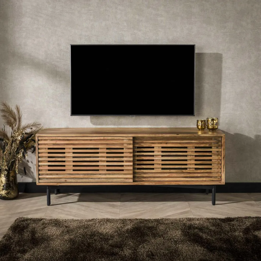 Bouts De Canapé En Métal|Bouts De Canapé En Bois|DELHI Bout de canapé rond strié