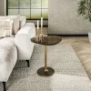 Bouts De Canapé Design|LAGUNA Bout de canapé verre – finition antique dorée, 55 cm