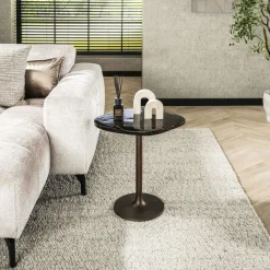 Bouts De Canapé Design|LAGUNA Bout de canapé verre – finition cuivre antique, 50 cm