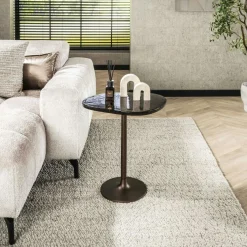 Bouts De Canapé Design|LAGUNA Bout de canapé verre – finition cuivre antique, 55 cm