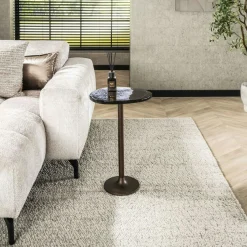 Bouts De Canapé Design|LAGUNA Bout de canapé verre – finition cuivre antique, 55 cm