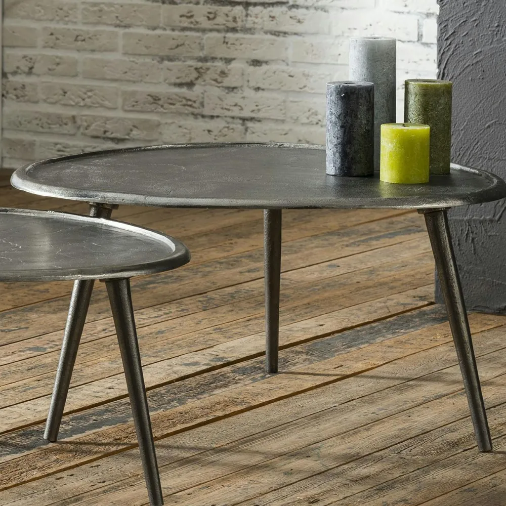 Bouts De Canapé En Métal|TRIBECA Bout de canapé vintage en métal noir 73 cm