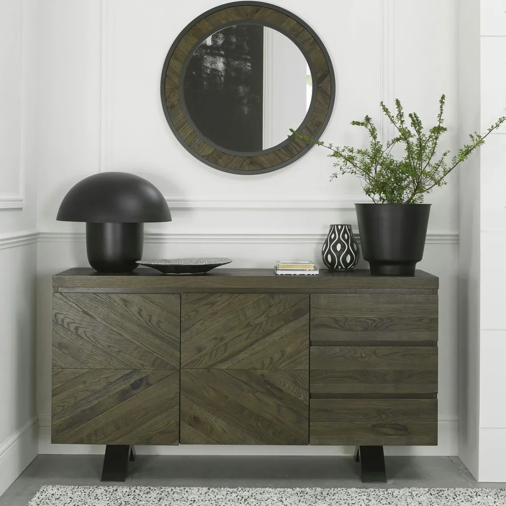 Buffets Contemporains|Buffets Contemporains|ARLINGTON Buffet bas en marqueterie de chêne