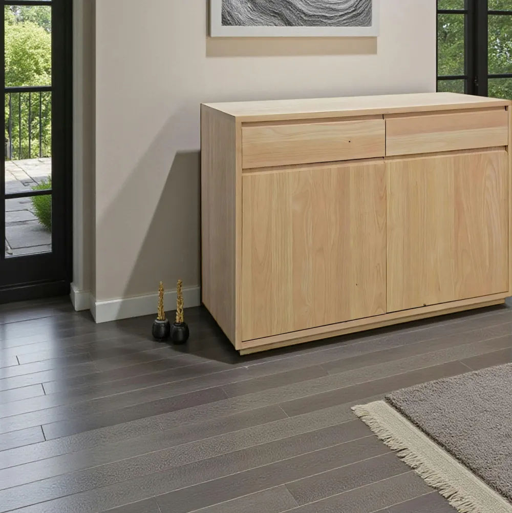 Buffets Contemporains|Buffets Contemporains|Baltic Buffet bas Hévéa 2 portes, 2 tiroirs 106x45x81cm