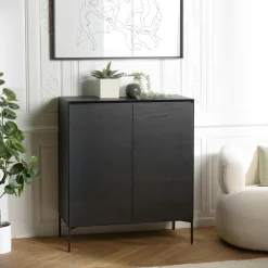 Buffets Contemporains|Buffets Contemporains|MAYENCE Buffet contemporain 2 portes bois couleur noire
