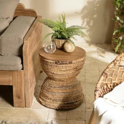 Buffets En Bois|Buffets En Bois|Swing Buffet de rangement 2 portes en teck et fibre de coco