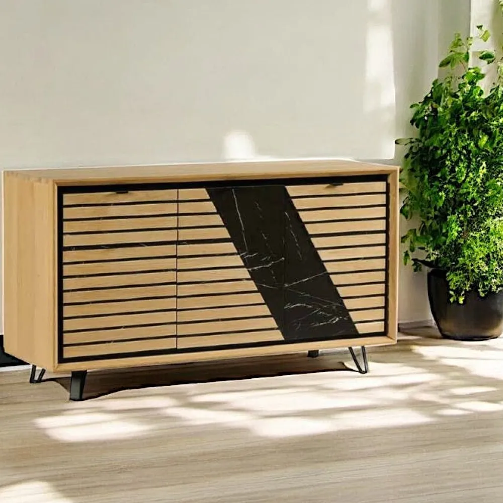 Buffets Contemporains|Buffets Contemporains|ESSEN Buffet design en bois de chêne finition miel, 3 portes