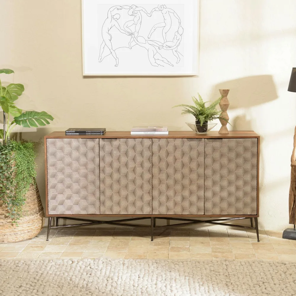 Buffets En Bois|Buffets En Bois|KANHA Buffet en bois 4 portes motifs graphiques