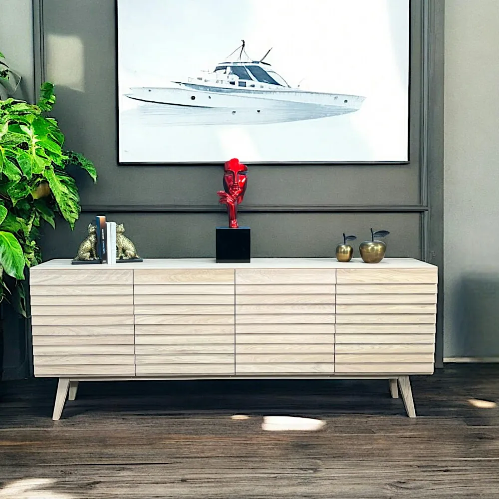 Buffets Contemporains|Buffets Contemporains|COLOGNE Buffet en bois de chêne blanc (4 portes)