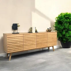 Buffets Contemporains|Buffets Contemporains|COLOGNE Buffet en bois de chêne blanc (4 portes)