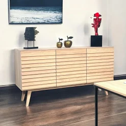 Buffets Contemporains|Buffets Contemporains|COLOGNE Buffet en bois de chêne blanc (4 portes)