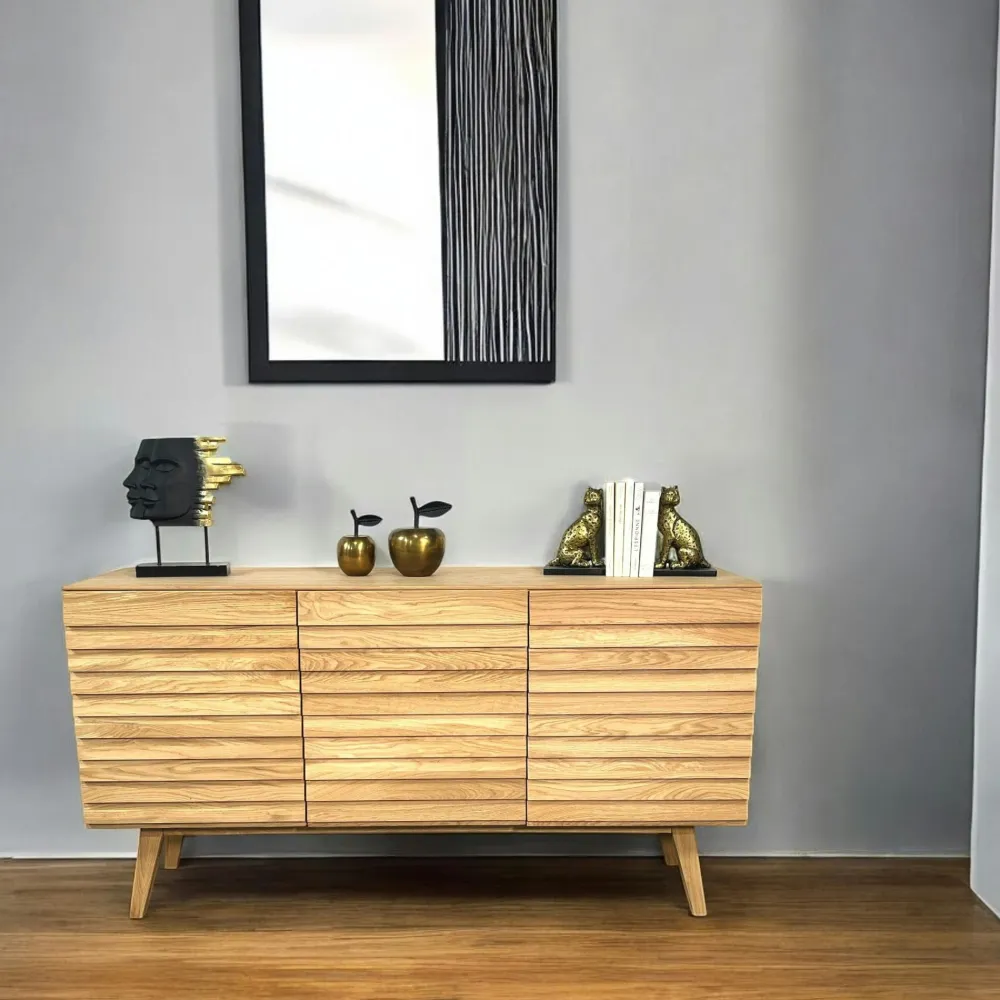 Buffets Contemporains|Buffets Contemporains|COLOGNE Buffet en bois de chêne blanc (4 portes)