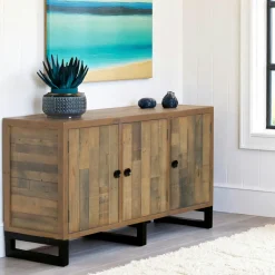 Univers Déco·Loft Industriel|Buffets Contemporains|BRISBANE Buffet en bois recyclé 3 portes