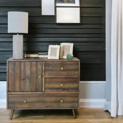 Univers Déco·Vintage|Buffets Vintage|ADÉLAÏDE Buffet en bois recyclé piètement effet laiton vieilli