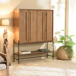 Buffets Contemporains|Buffets Contemporains|Swing Buffet en teck recyclé 2 portes bois massif 101 cm