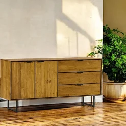 Buffets Contemporains|Buffets Contemporains|DEPOK Buffet en teck recyclé 3 portes