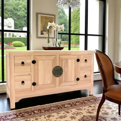 Buffets En Bois|Buffets En Bois|Maori Buffet enfilade 4 portes 4 tiroirs hévéa 175x50x90cm