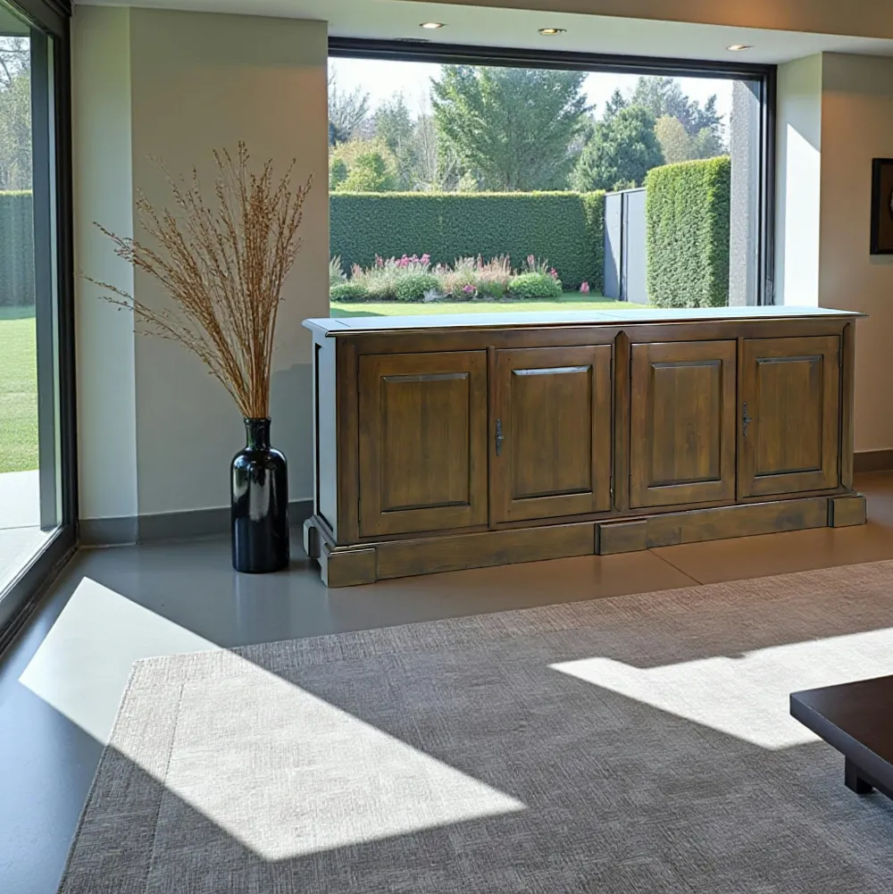 Buffets En Bois|Buffets En Bois|Tradition Buffet Enfilade Hévéa 4 portes 200x45x80cm