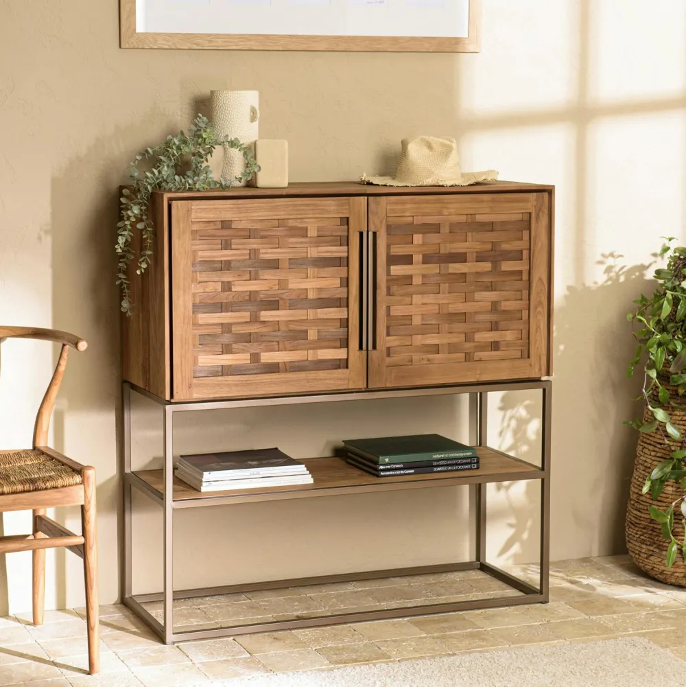 Buffets En Bois|Buffets En Bois|Swing Buffet haut 105,5 cm 2 portes en teck recyclé sur pied