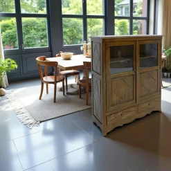 Buffets En Bois|Buffets En Bois|Tradition Buffet Hévéa 2 portes mi-vitrées, 2 tiroirs 110x40x130cm