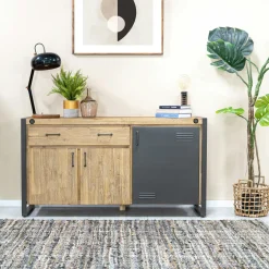 Buffets Industriels|Buffets Industriels|Brooklyn Buffet industriel bois-métal 3 portes 1 tiroir 150 cm